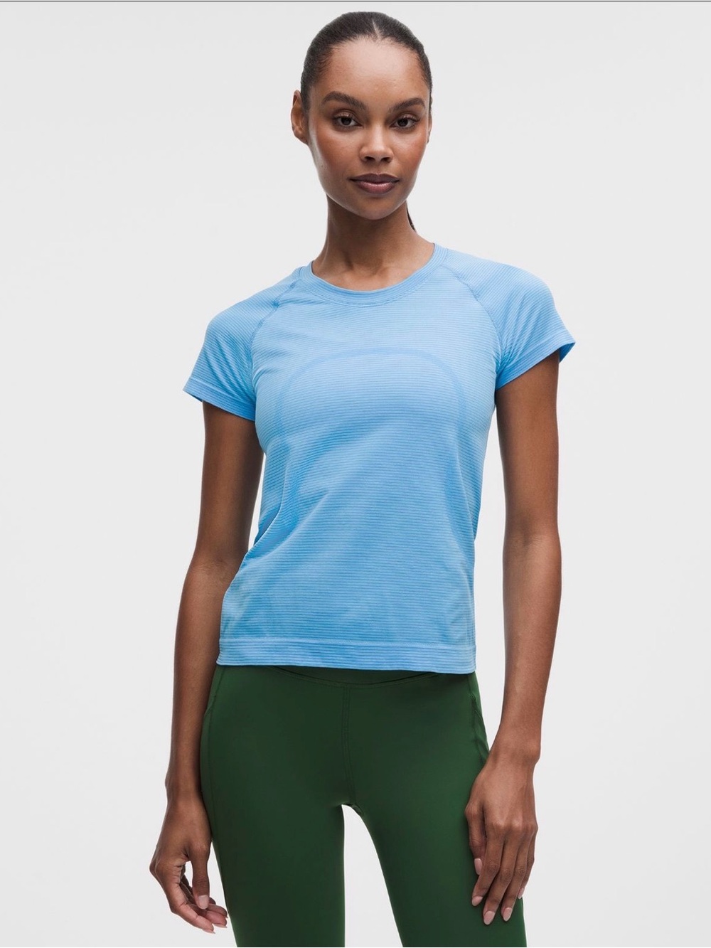 Lululemon Swiftly Tech Waist Length (Size 2) Stripe Ocean Wave/White